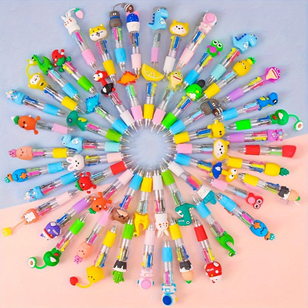 [Vibrant Retractable Pens] 25pcs Vibrant Mini Retractable Pens | Cartoon Character Designs - Red, Blue, Green, Yellow - Ideal for Students, Parties, and Daily Use - Classroom Interaction Prizes and Party Favors