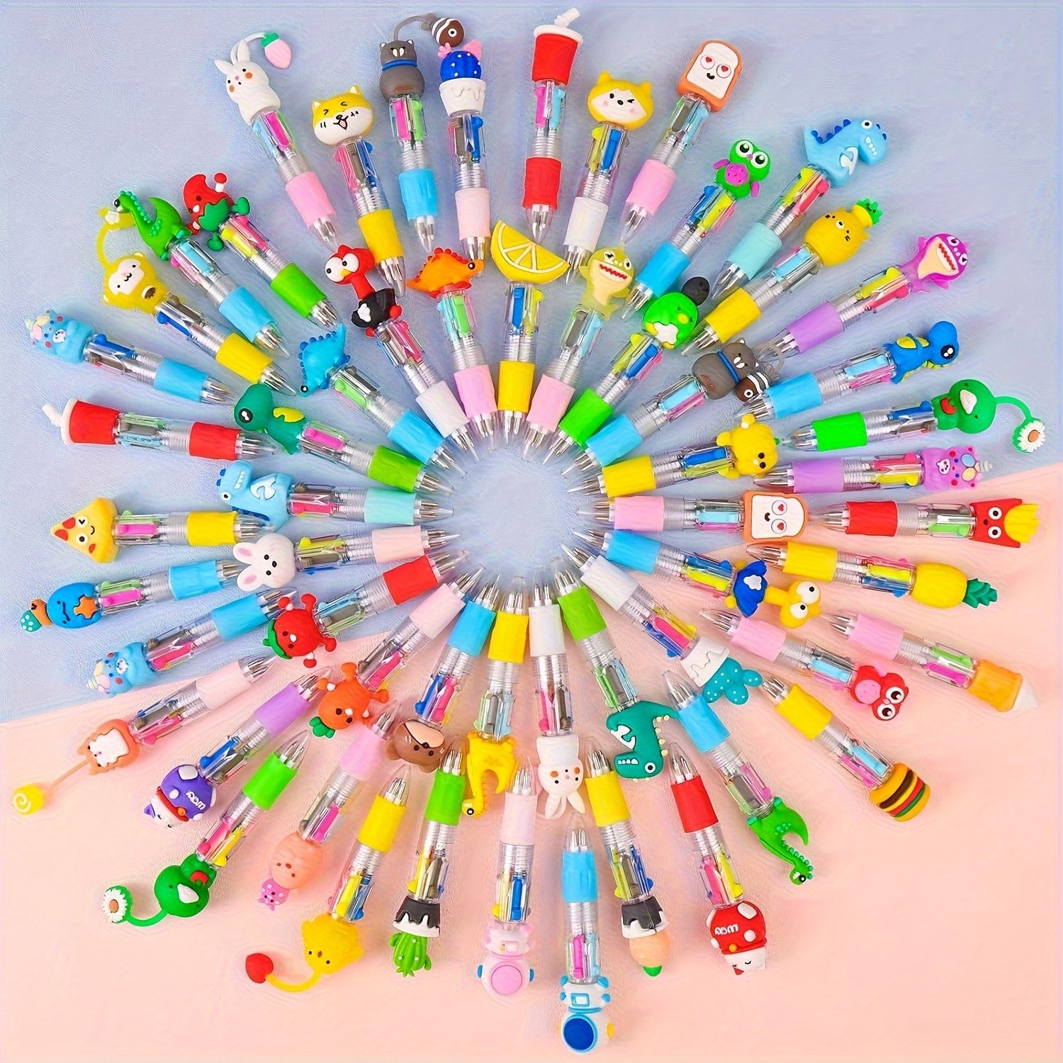 A Collection of 30 Charming And Delightful Retractable Ballpoint Pens Featuring an Ergonomic Round Body, Medium Nib, Made from PVC Material, with a Stick Pen Design, Showcasing Various Cute Patterns, Perfect for School And Office Use.