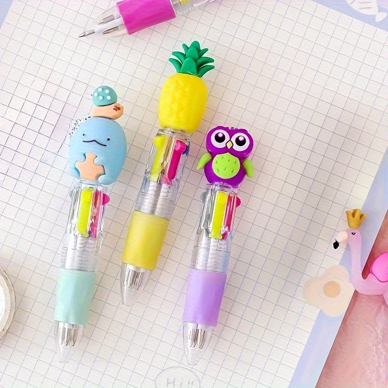 20 Cute Retractable Ballpoint Pens, Ergonomic Round Body, Mid-Point, PVC Material, Stick Structure, Various Cute Designs, Retractable Closed Type, Mid-Point Type, Ergonomic Features, Stick Structure Type, Plastic Material, for School And Office Supplies