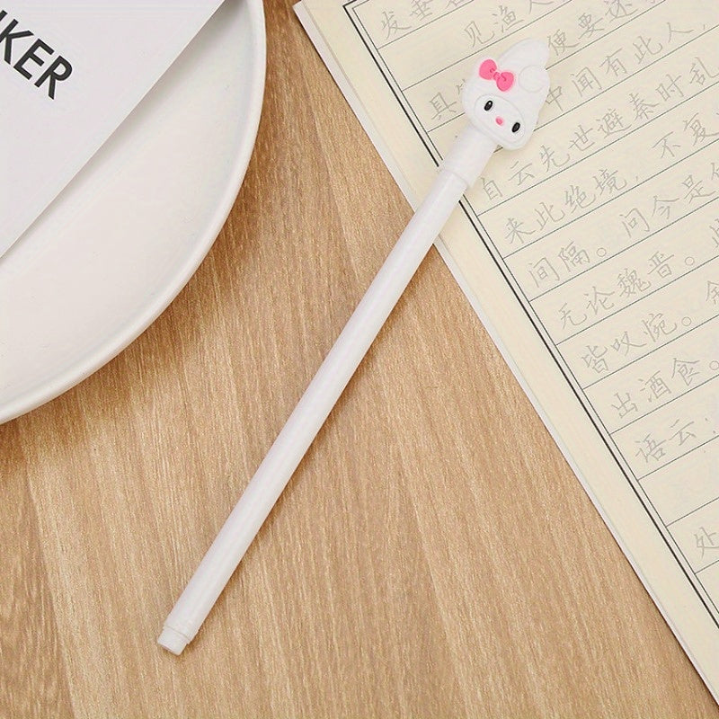 The Back-To-School Season Features 100pcs of 0.5Mm Black Neutral Pens in Various Cute Rabbit Designs, Perfect for Stationery And Office Use, Ideal for Lovely Signatures.