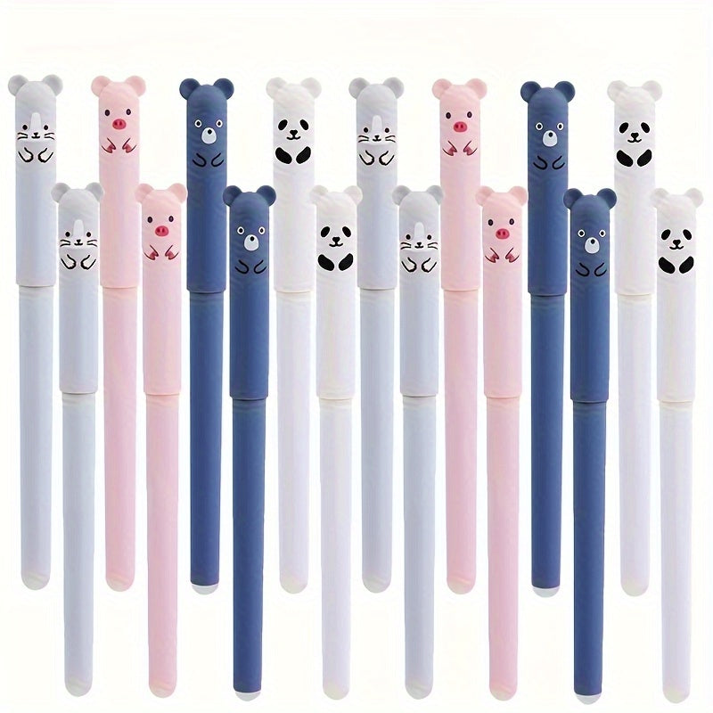 16pcs/Creative 0.5mm Little Bear Animals Erasable Gel Pens, Washable Handle Magic Refills Rod, Make Mistakes Disappear, for Office Writing Stationery Supplies