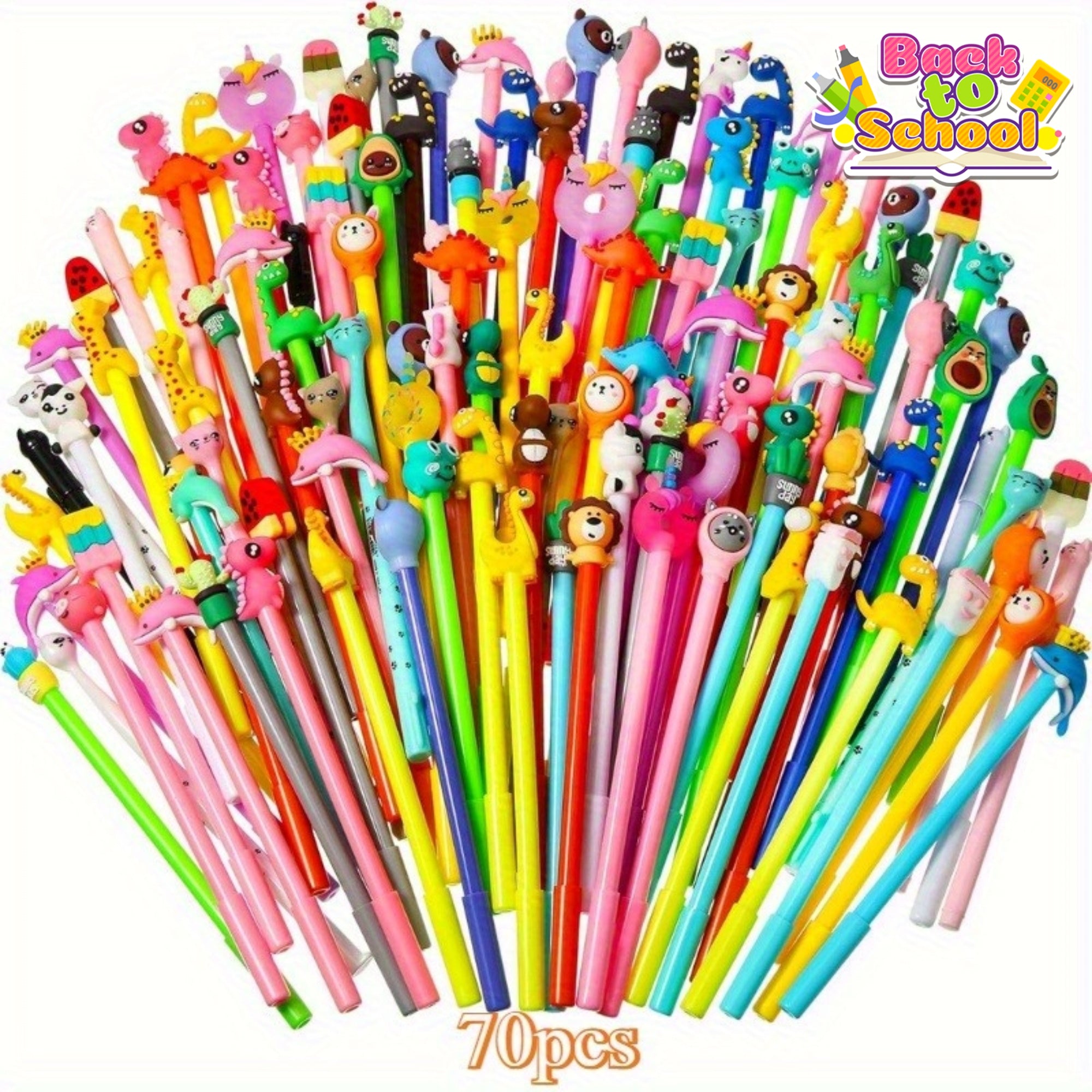50pcs, cartoon-style ballpoint pen set, smooth writing, 0.5mm fine dots, plastic cylinder with buckle cap, various creative designs, ideal choice for office and school supplies, 18+