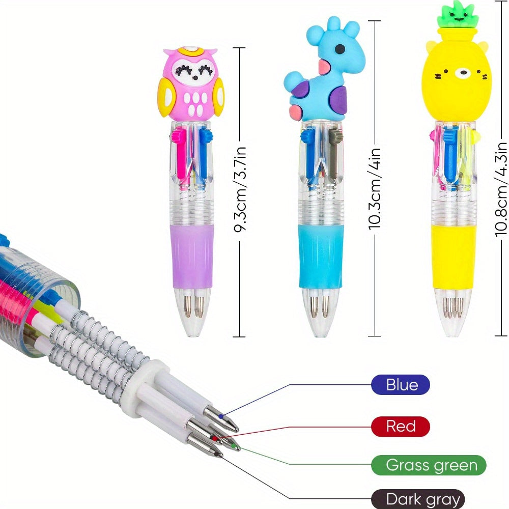[Vibrant Retractable Pens] 25pcs Vibrant Mini Retractable Pens | Cartoon Character Designs - Red, Blue, Green, Yellow - Ideal for Students, Parties, and Daily Use - Classroom Interaction Prizes and Party Favors