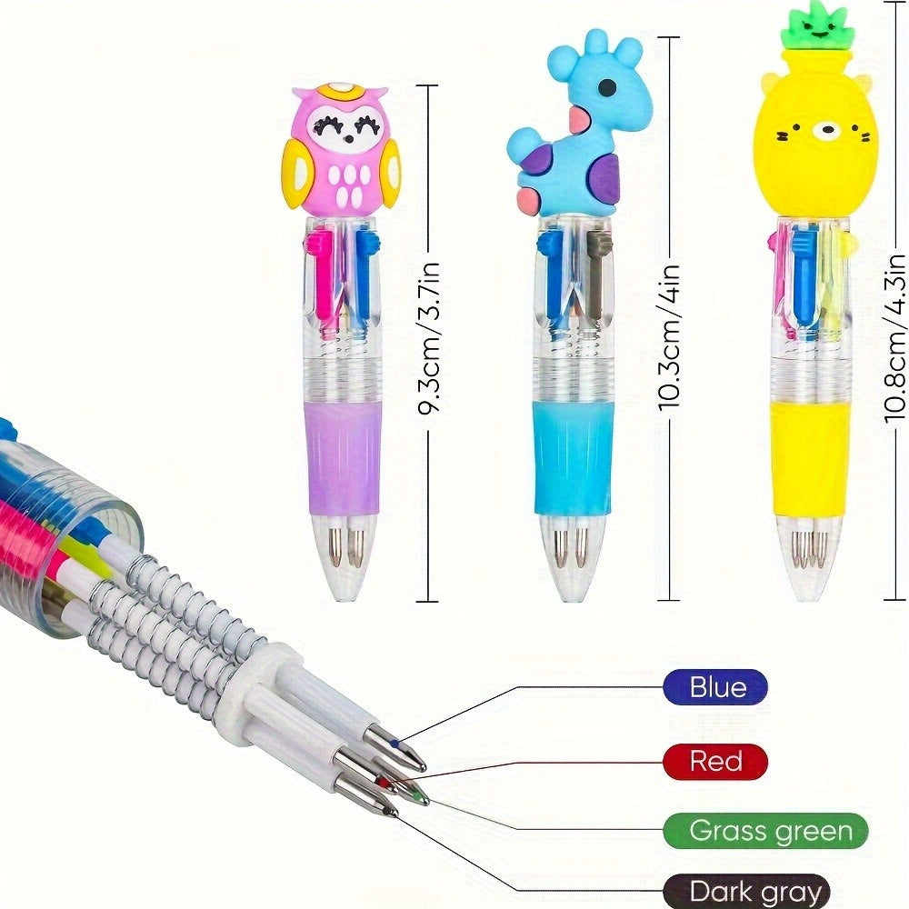 A Collection of 30 Charming And Delightful Retractable Ballpoint Pens Featuring an Ergonomic Round Body, Medium Nib, Made from PVC Material, with a Stick Pen Design, Showcasing Various Cute Patterns, Perfect for School And Office Use.