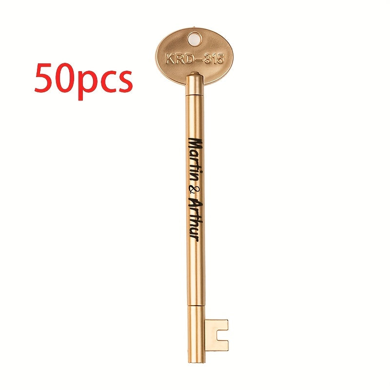50pcs Key-Shaped Ballpoint Pens - Vintage Cartoon Design, Assorted Colors (Pink, Blue, Green, Yellow, Orange) - Durable Plastic, Click-Off Cap, Ideal for Office, School, and Holiday Stationery, School Supplies | Playful Design | Durable Plastic Pens,
