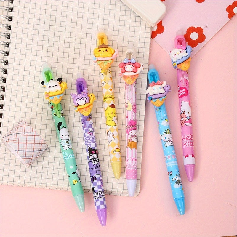 36pcs Sanrio for hello kitty Ice Cream Design Retractable Ballpoint Pens - Cute Cartoon Character Pens with 0, 5mm Fine Tip, Ergonomic Grip, Blue Ink for Office, School, Exams & Prizes, School Supplies, Playful Design, Smooth Writing