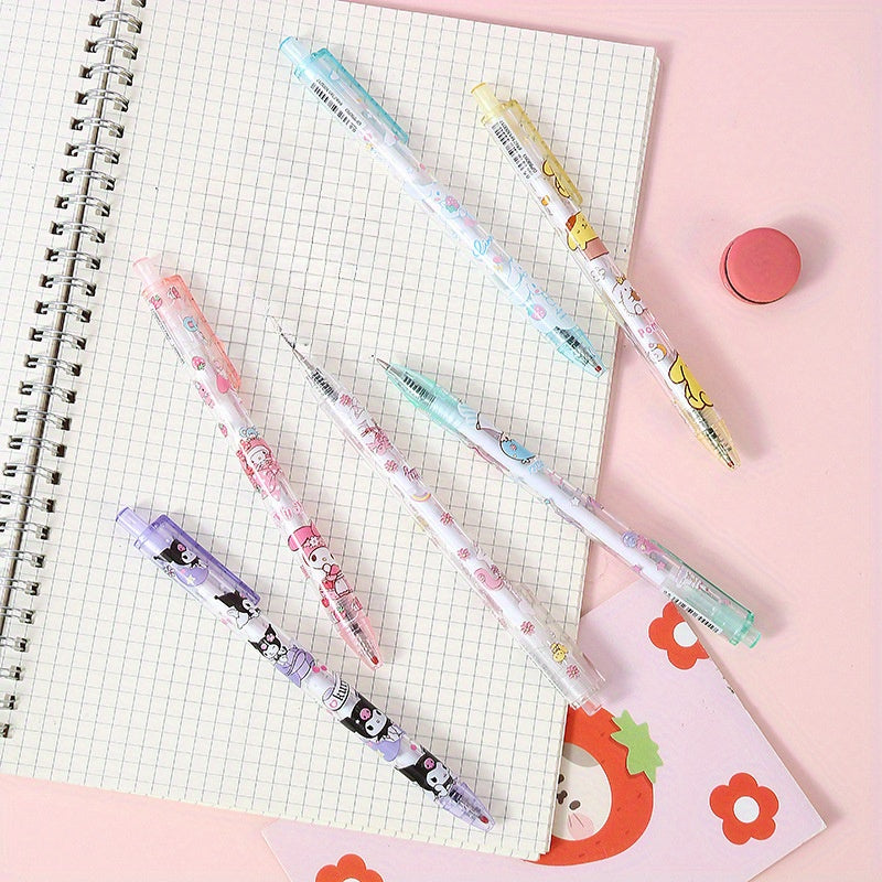Back to School Season 144pcs 0.5mm Cartoon Cute pink Rabbit&cat design Scalable Pen, exquisite push action pen, office Signature Pen Stationery, Holiday neutral pen gifts