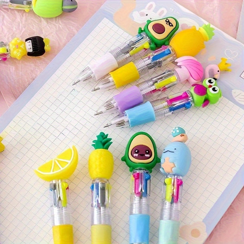 A Collection of 30 Charming And Delightful Retractable Ballpoint Pens Featuring an Ergonomic Round Body, Medium Nib, Made from PVC Material, with a Stick Pen Design, Showcasing Various Cute Patterns, Perfect for School And Office Use.