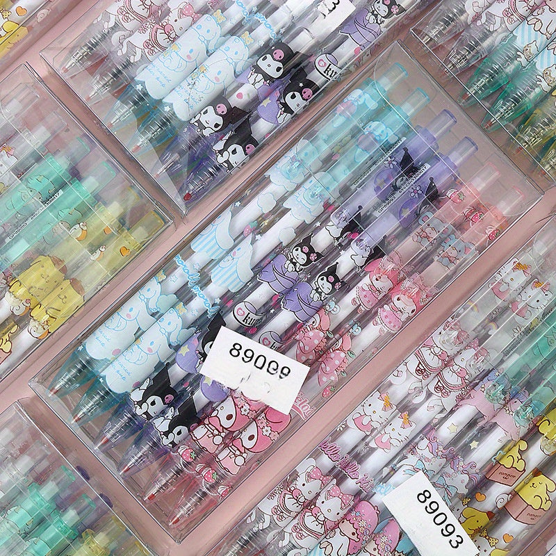 Back to School Season 144pcs 0.5mm Cartoon Cute pink Rabbit&cat design Scalable Pen, exquisite push action pen, office Signature Pen Stationery, Holiday neutral pen gifts