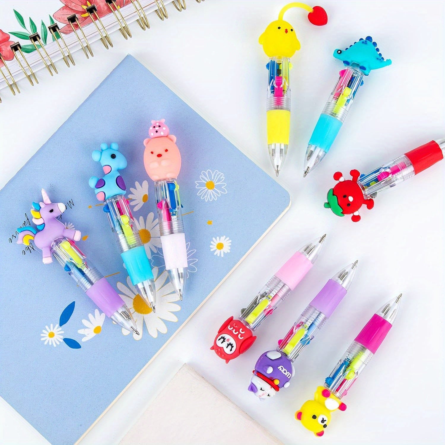 [Vibrant Retractable Pens] 25pcs Vibrant Mini Retractable Pens | Cartoon Character Designs - Red, Blue, Green, Yellow - Ideal for Students, Parties, and Daily Use - Classroom Interaction Prizes and Party Favors