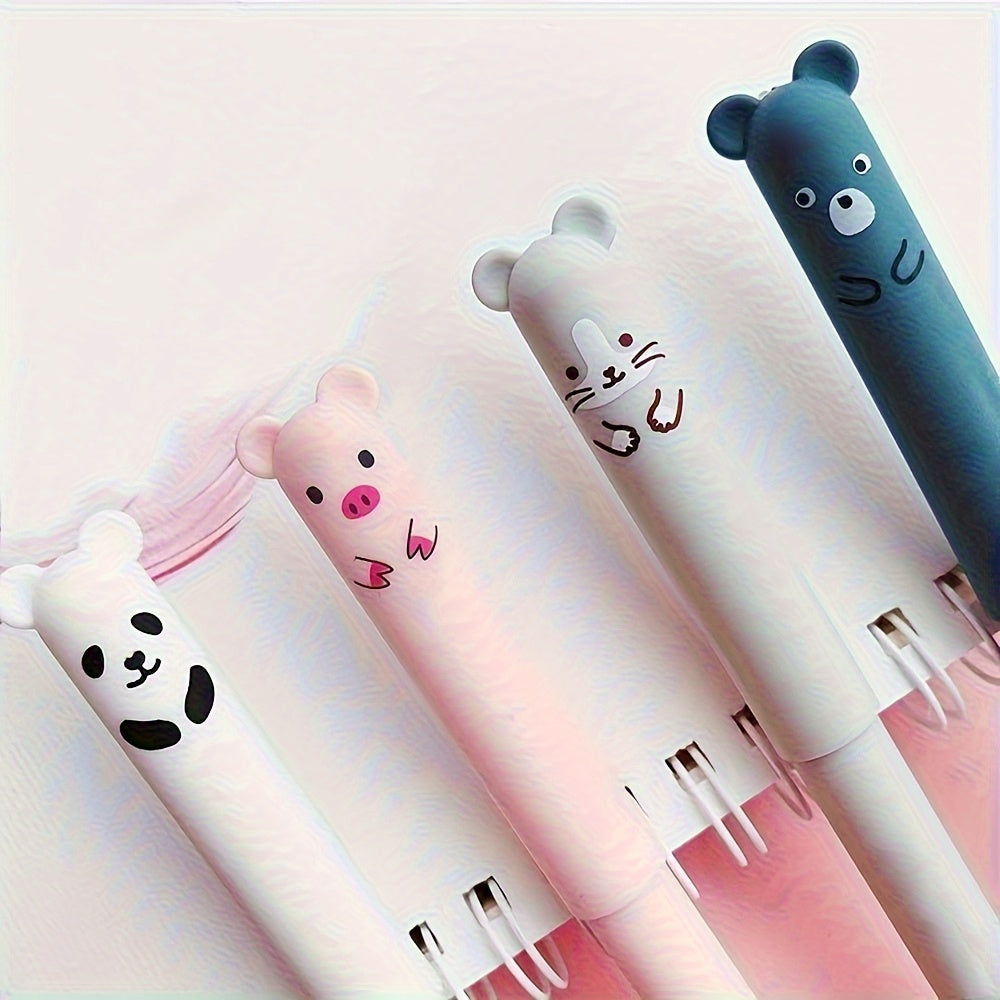 16pcs/Creative 0.5mm Little Bear Animals Erasable Gel Pens, Washable Handle Magic Refills Rod, Make Mistakes Disappear, for Office Writing Stationery Supplies