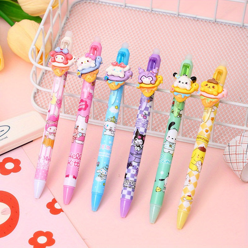 36pcs Sanrio for hello kitty Ice Cream Design Retractable Ballpoint Pens - Cute Cartoon Character Pens with 0, 5mm Fine Tip, Ergonomic Grip, Blue Ink for Office, School, Exams & Prizes, School Supplies, Playful Design, Smooth Writing
