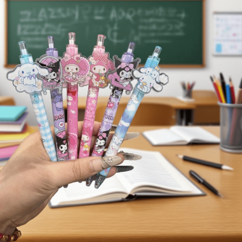 Sanrio'S Set of 48 Cartoon Click Pens Features Adorable Pet Designs, Making Them Perfect Gel Pens for Girls. They Are Also Great for Students During Exams And Come in Various Characters, Such As for kuromi And KT Cat.