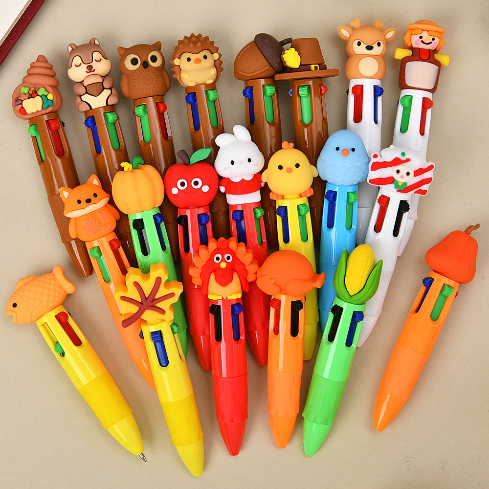 A Set of 15 Mini Four-Color Autumn Pens, Colorful Ballpoint Pens for Thanksgiving, Retractable Colored Gel Pens, Suitable for Holiday Party Favors, Office Supplies, And Classroom Exchange Gifts, Perfect Stationery Gift for Thanksgiving.