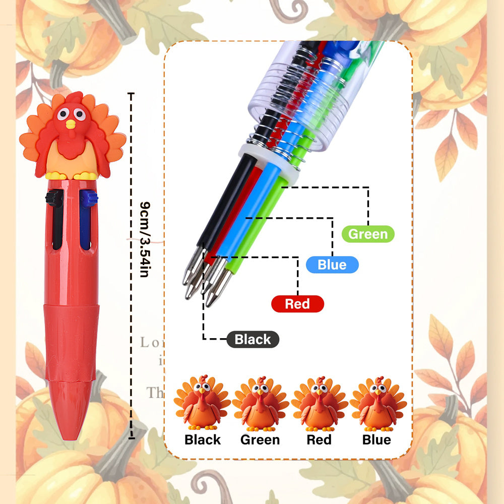A Set of 15 Mini Four-Color Autumn Pens, Colorful Ballpoint Pens for Thanksgiving, Retractable Colored Gel Pens, Suitable for Holiday Party Favors, Office Supplies, And Classroom Exchange Gifts, Perfect Stationery Gift for Thanksgiving.