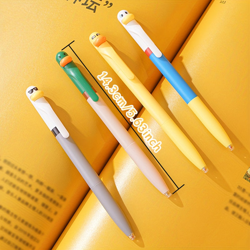 8pcs Set Creative Parrot Duckling Fun Click Pen 0.5mm Smooth Tip Quick Dry Cute Office School Supplies Fidget Writing Pens, Desk Stationery, Study Essentials, Whimsical Pens, Playful Stationery, Lightweight Pen, Ergonomic Grip, Click Mechanism, Fidget