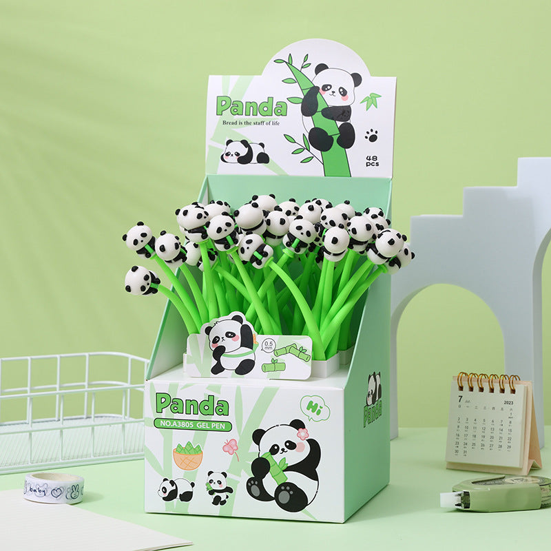 Back to school season 48pcs 0.5mm soft rubber panda shaking neutral pen cute shape swing pen prize pen gift pen stationery