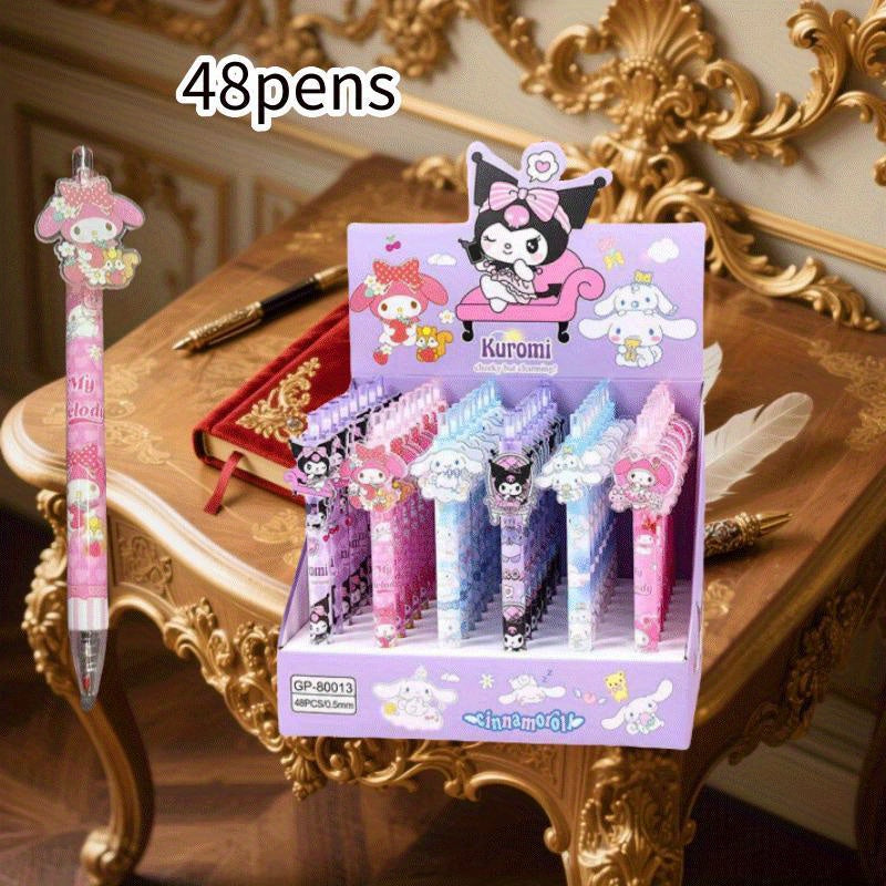 48 Pens, Ballpoint Pens Suitable for All Four Seasons, Sanrio School Supplies for Girls, Adorable Pencils, Cute Mechanical Pencils, for Cinnamoroll Pen, for Cinnamoroll Stationery, for Hello Kitty Items, for Cinnamoroll Pencil, for Kuromi, for Kuromi