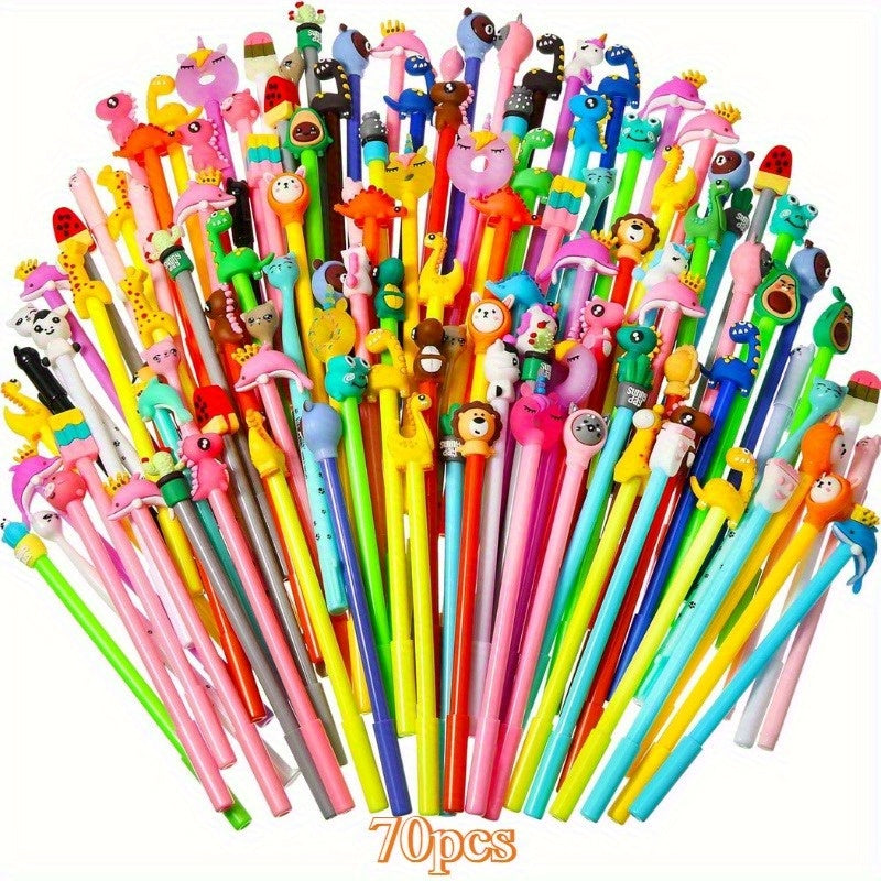 50pcs, cartoon-style ballpoint pen set, smooth writing, 0.5mm fine dots, plastic cylinder with buckle cap, various creative designs, ideal choice for office and school supplies, 18+
