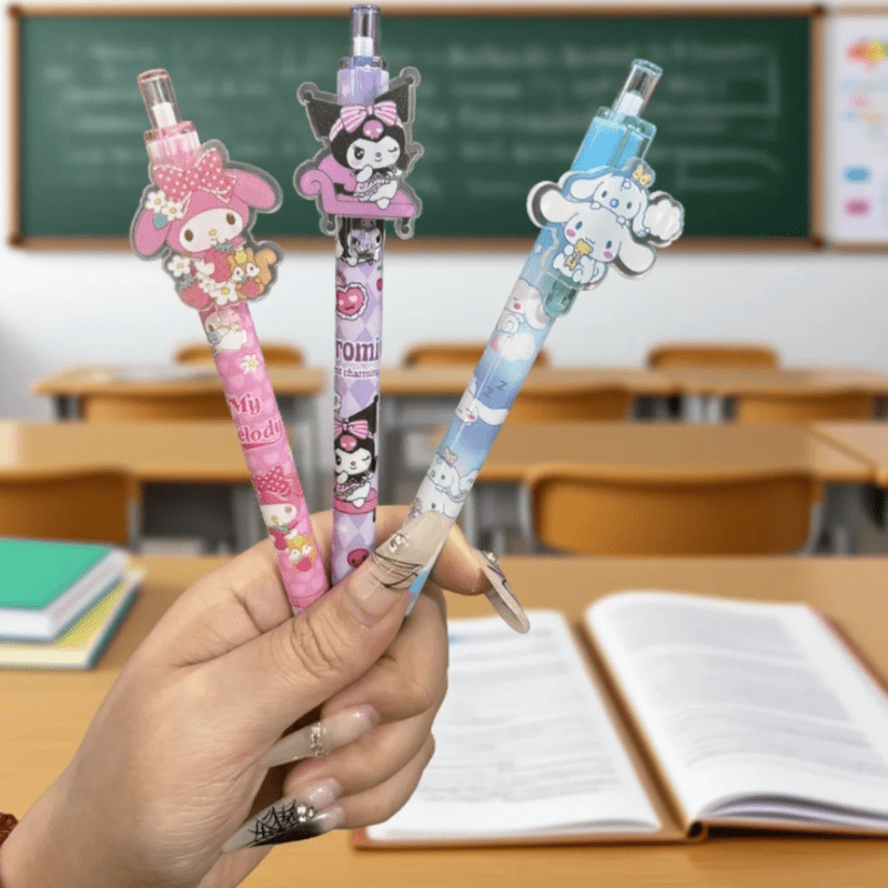 Sanrio'S Set of 48 Cartoon Click Pens Features Adorable Pet Designs, Making Them Perfect Gel Pens for Girls. They Are Also Great for Students During Exams And Come in Various Characters, Such As for kuromi And KT Cat.