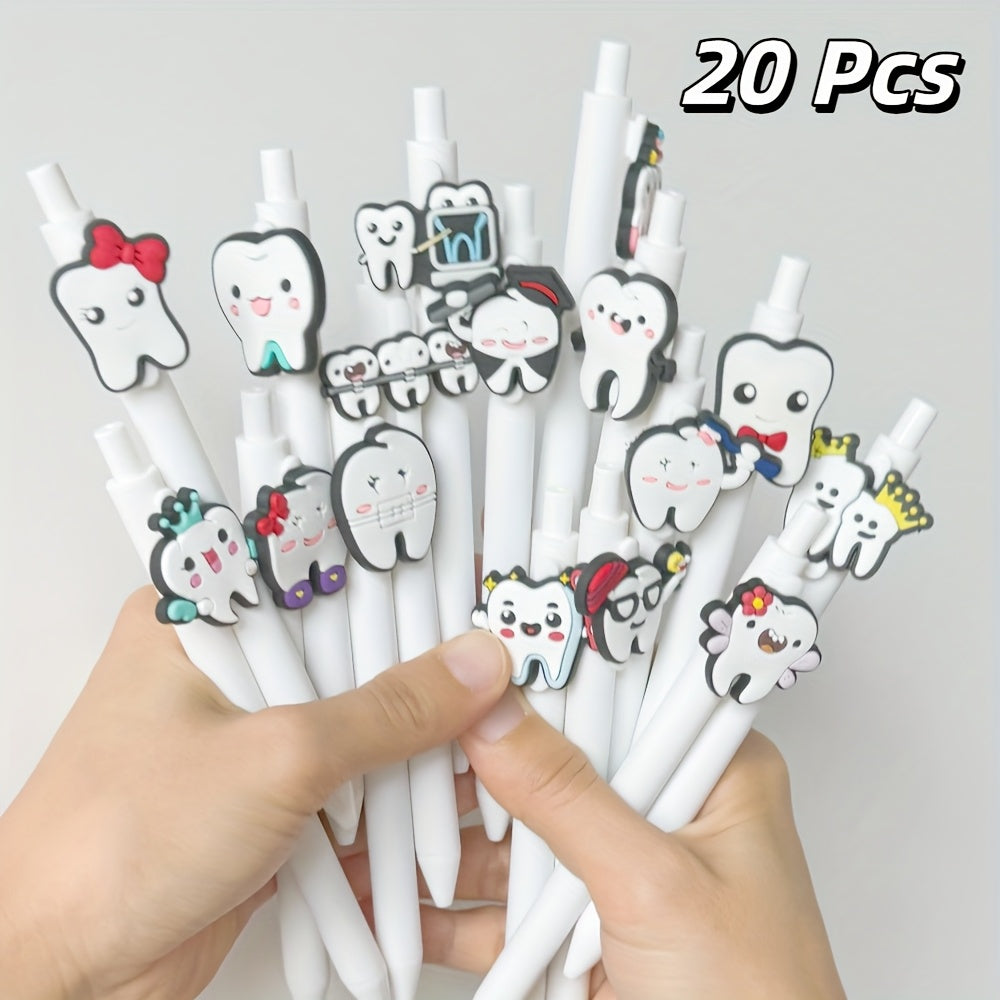 Bulk Set of 20 Retractable Dental Pens with Black Ink, Perfect Gifts for Dentists And Dental Assistants, Suitable for Office, And Home Stationery.