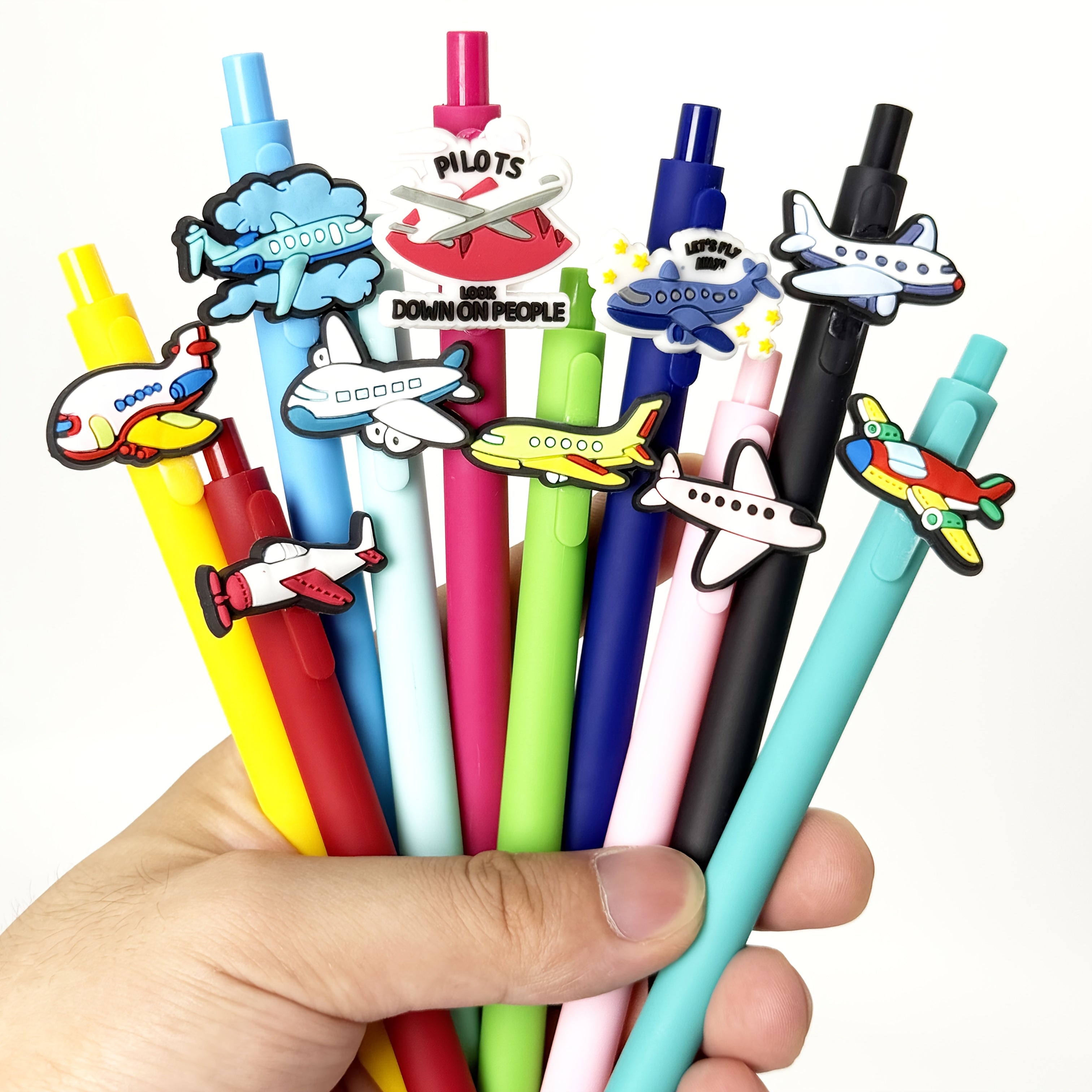 12/20pcs Airplane-Themed Ballpoint Pens, Click-Type Gel Pens, Perfect for Student Supplies and Gifts – Halloween & Christmas Party Stationery, Holiday Gifts, School Supplies, Fun Design, Playful Writing, Plastic Pens, Smooth Writing, Retractable Pen,