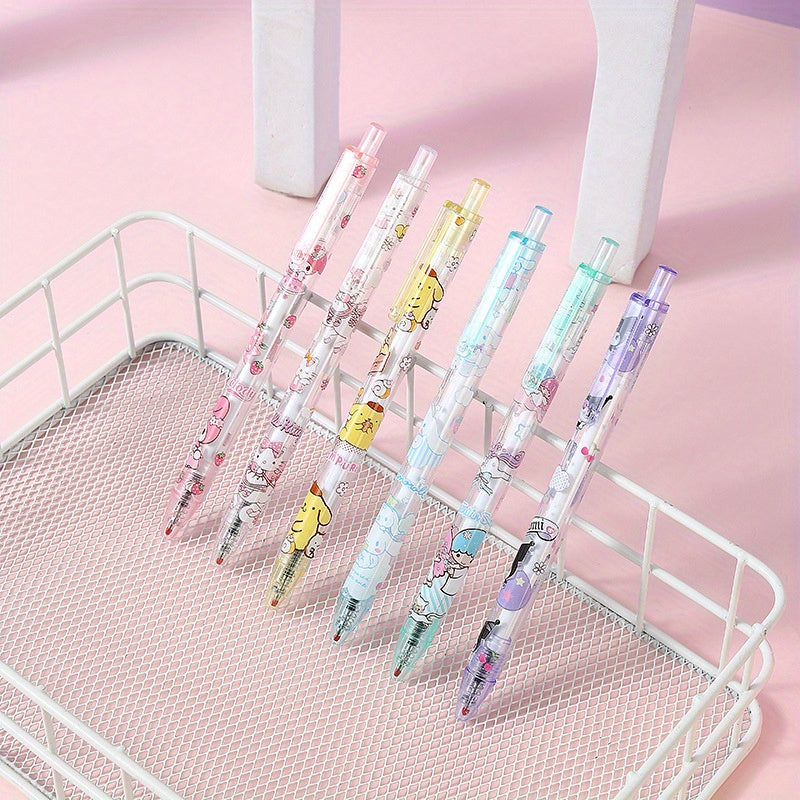 Back to School Season 144pcs 0.5mm Cartoon Cute pink Rabbit&cat design Scalable Pen, exquisite push action pen, office Signature Pen Stationery, Holiday neutral pen gifts