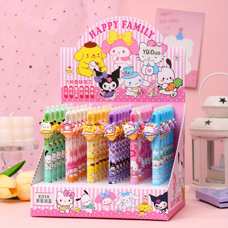 36pcs Sanrio for hello kitty Ice Cream Design Retractable Ballpoint Pens - Cute Cartoon Character Pens with 0, 5mm Fine Tip, Ergonomic Grip, Blue Ink for Office, School, Exams & Prizes, School Supplies, Playful Design, Smooth Writing