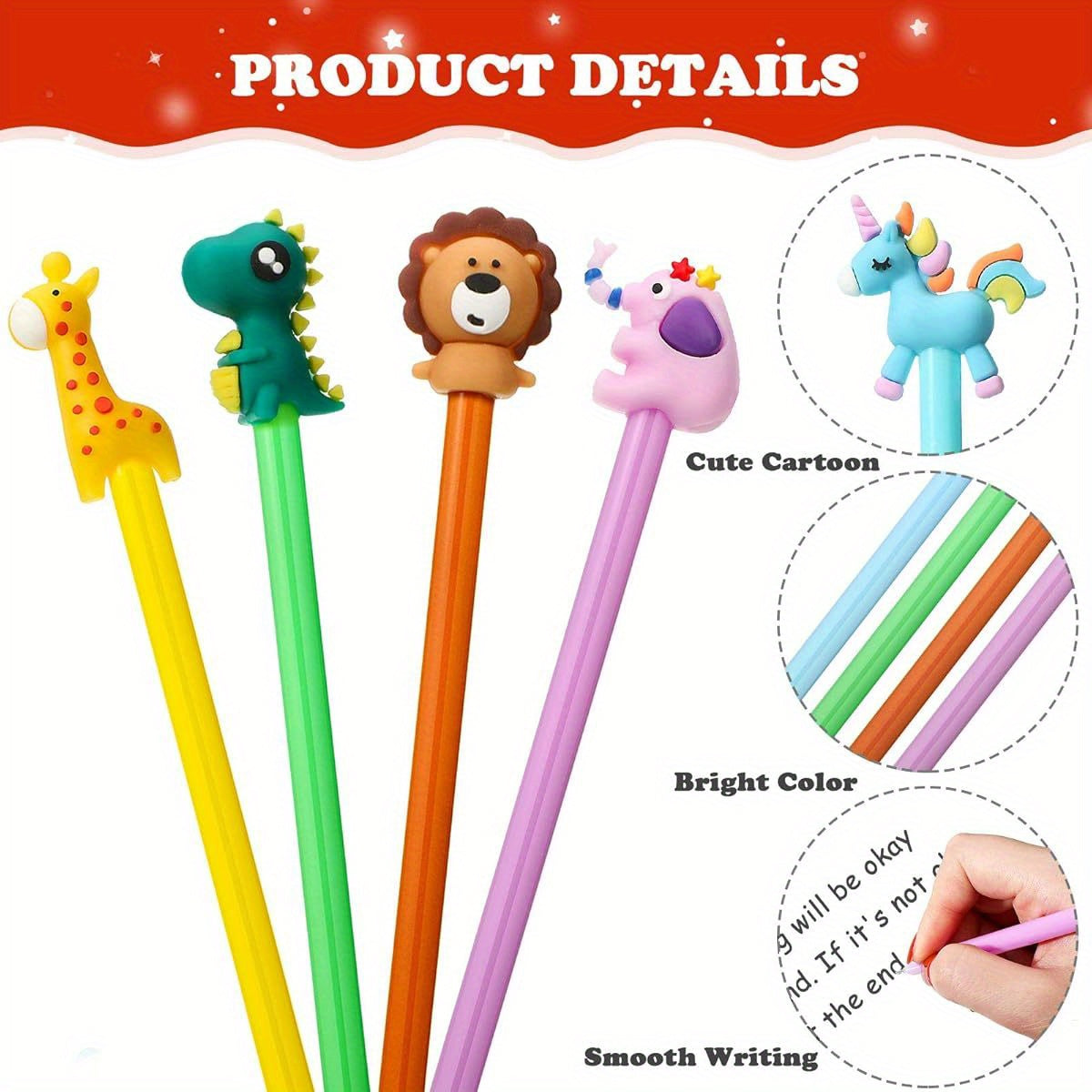 Cute Cartoon Gel Ink Pens Cartoon Fun Animal Writing Pens 0. 5mm Cool Assorted Novelty Kawaii Stationery for Students Gift School Office Home Supplies Present, 8 Styles ( 64pcs)