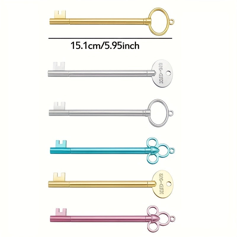 50pcs Key-Shaped Ballpoint Pens - Vintage Cartoon Design, Assorted Colors (Pink, Blue, Green, Yellow, Orange) - Durable Plastic, Click-Off Cap, Ideal for Office, School, and Holiday Stationery, School Supplies | Playful Design | Durable Plastic Pens,