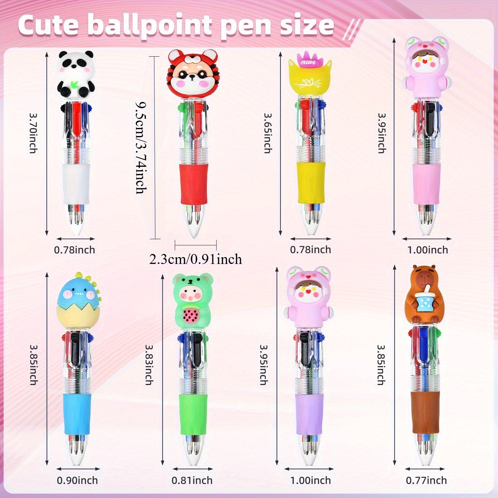 30pcs Creative Mini Four-Color Ballpoint Pen Set, Featuring Adorable Cartoon Designs with Retractable Round Tips, Perfect for Kids' Parties, Birthday Gifts, Classroom Prizes, and School Supplies