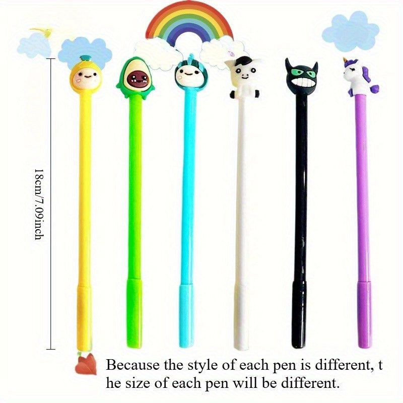 50pcs, cartoon-style ballpoint pen set, smooth writing, 0.5mm fine dots, plastic cylinder with buckle cap, various creative designs, ideal choice for office and school supplies, 18+