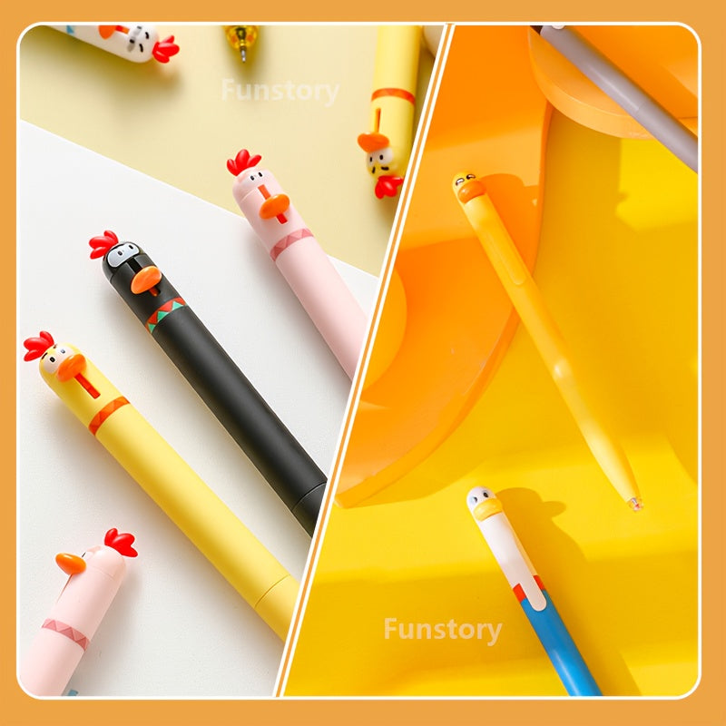 8pcs Set Creative Parrot Duckling Fun Click Pen 0.5mm Smooth Tip Quick Dry Cute Office School Supplies Fidget Writing Pens, Desk Stationery, Study Essentials, Whimsical Pens, Playful Stationery, Lightweight Pen, Ergonomic Grip, Click Mechanism, Fidget