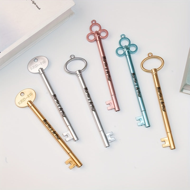 50pcs Key-Shaped Ballpoint Pens - Vintage Cartoon Design, Assorted Colors (Pink, Blue, Green, Yellow, Orange) - Durable Plastic, Click-Off Cap, Ideal for Office, School, and Holiday Stationery, School Supplies | Playful Design | Durable Plastic Pens,