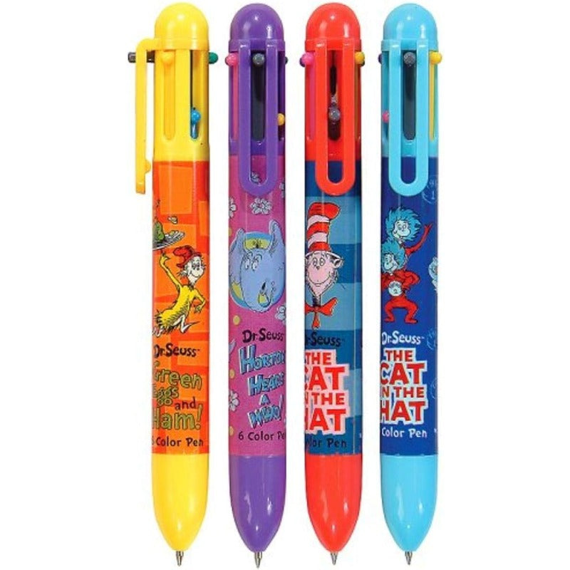 DDES Dr. Seuss Retractable Ballpoint Pen 6Color Multicolor Ink Cartoon Characte for School plies Pack of 12