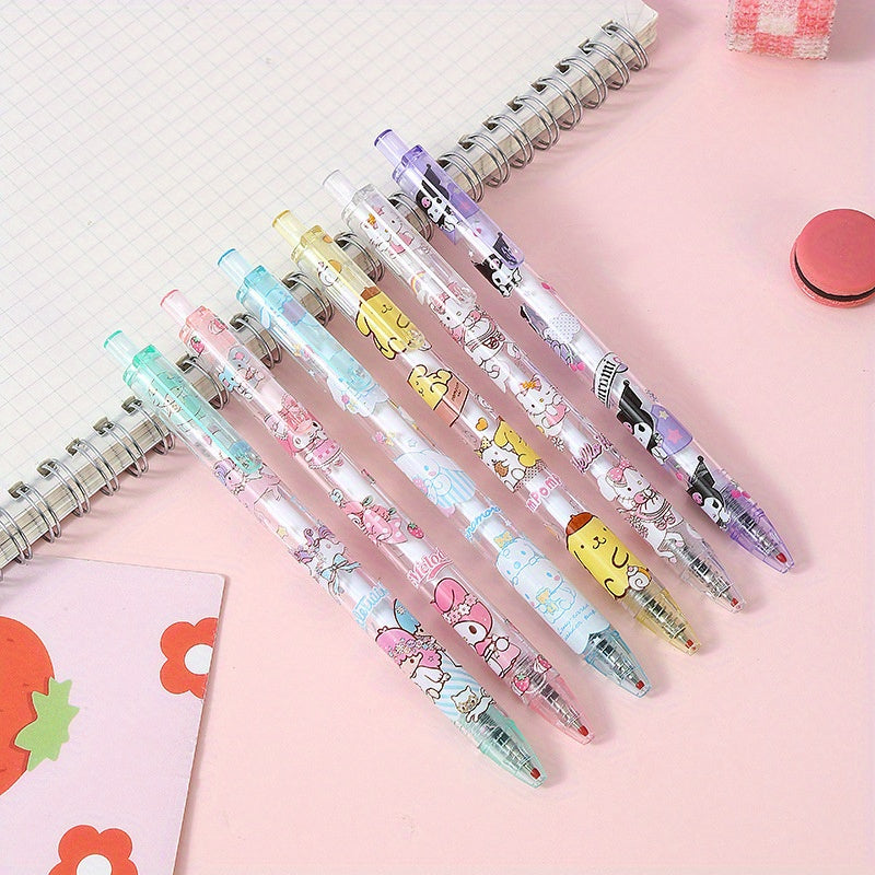 Back to School Season 144pcs 0.5mm Cartoon Cute pink Rabbit&cat design Scalable Pen, exquisite push action pen, office Signature Pen Stationery, Holiday neutral pen gifts