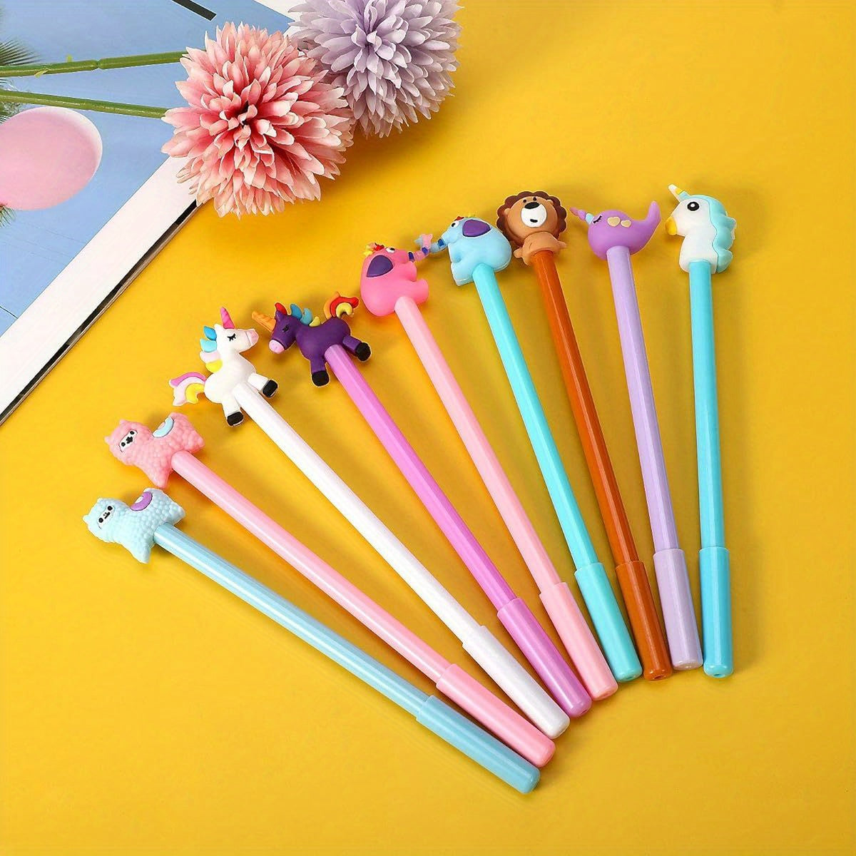 Cute Cartoon Gel Ink Pens Cartoon Fun Animal Writing Pens 0. 5mm Cool Assorted Novelty Kawaii Stationery for Students Gift School Office Home Supplies Present, 8 Styles ( 64pcs)