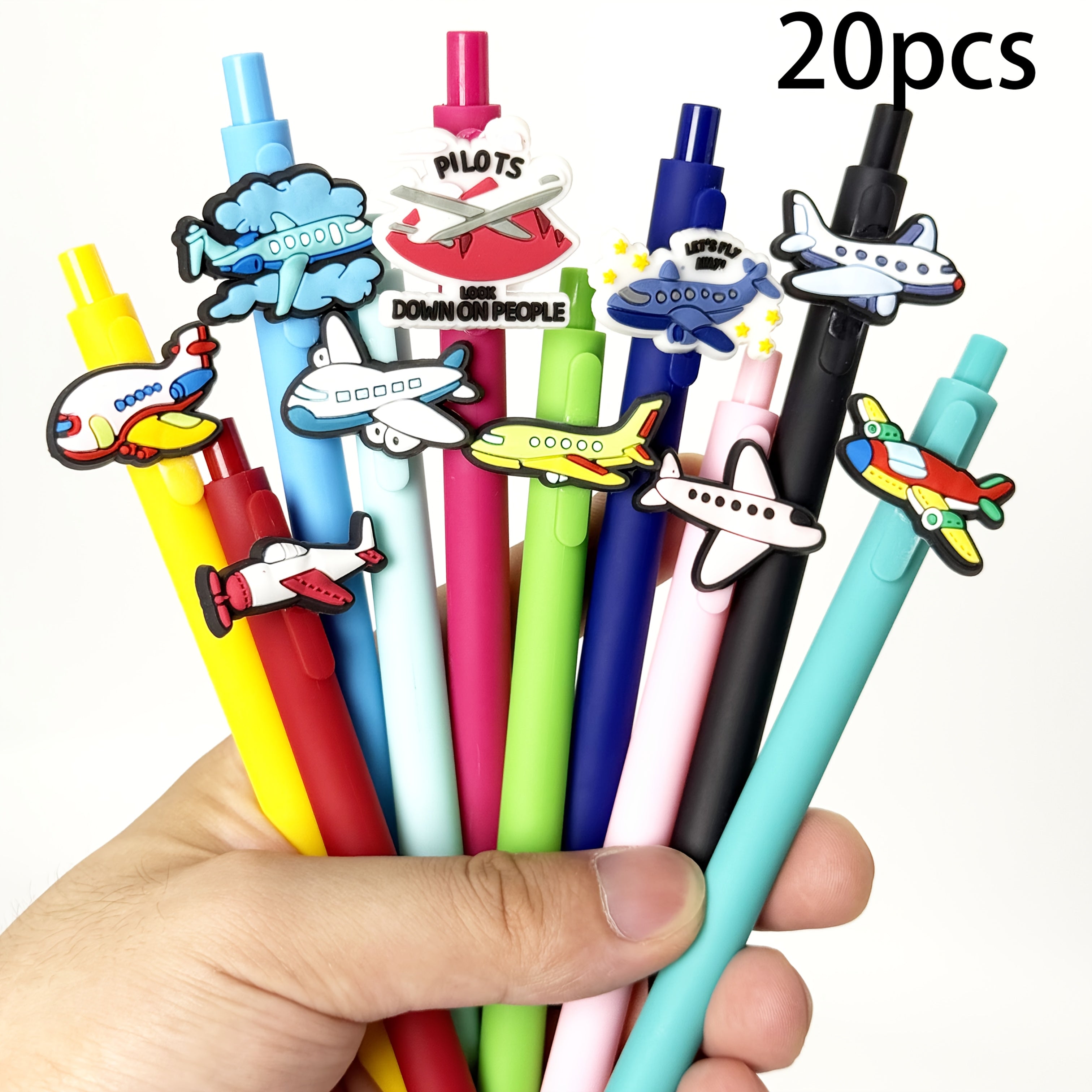 12/20pcs Airplane-Themed Ballpoint Pens, Click-Type Gel Pens, Perfect for Student Supplies and Gifts – Halloween & Christmas Party Stationery, Holiday Gifts, School Supplies, Fun Design, Playful Writing, Plastic Pens, Smooth Writing, Retractable Pen,