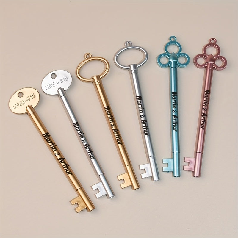 50pcs Key-Shaped Ballpoint Pens - Vintage Cartoon Design, Assorted Colors (Pink, Blue, Green, Yellow, Orange) - Durable Plastic, Click-Off Cap, Ideal for Office, School, and Holiday Stationery, School Supplies | Playful Design | Durable Plastic Pens,