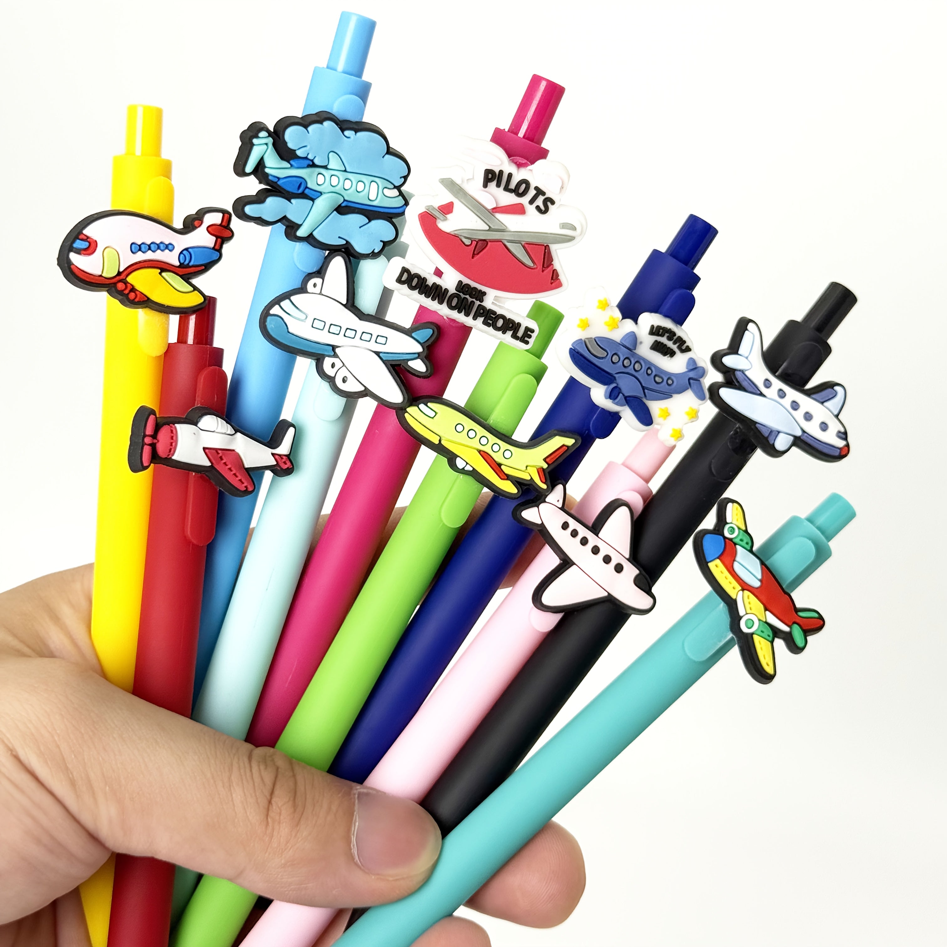12/20pcs Airplane-Themed Ballpoint Pens, Click-Type Gel Pens, Perfect for Student Supplies and Gifts – Halloween & Christmas Party Stationery, Holiday Gifts, School Supplies, Fun Design, Playful Writing, Plastic Pens, Smooth Writing, Retractable Pen,