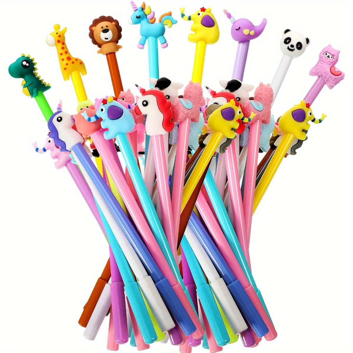 Cute Cartoon Gel Ink Pens Cartoon Fun Animal Writing Pens 0. 5mm Cool Assorted Novelty Kawaii Stationery for Students Gift School Office Home Supplies Present, 8 Styles ( 64pcs)