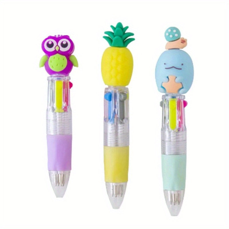 A Set of 20 Cute And Adorable Retractable Ballpoint Pens, Ergonomic Round Pen Body, Medium Nib, PVC Material, Stick Pen Structure, Various Cute Designs, Suitable for School And Office Supplies