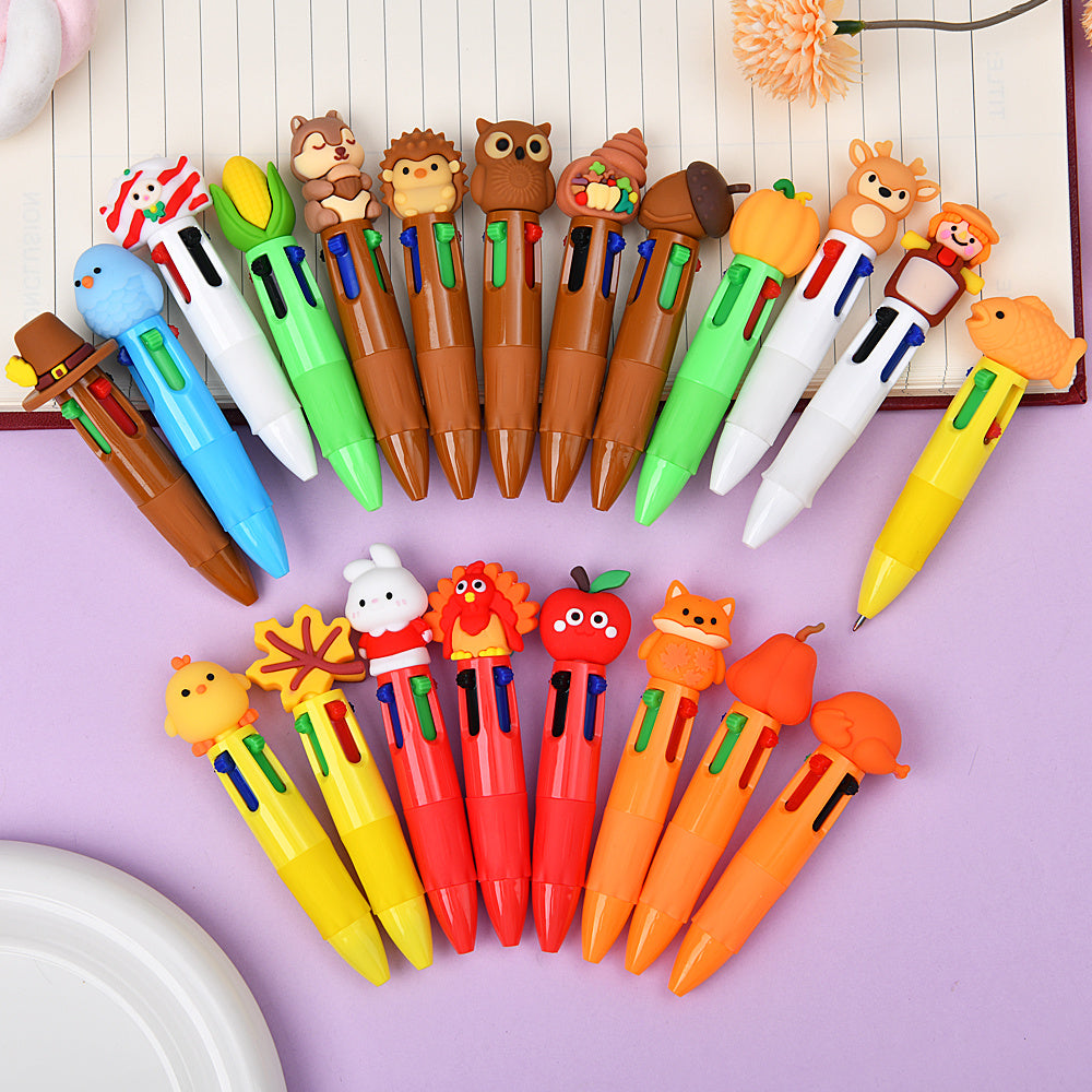A Set of 15 Mini Four-Color Autumn Pens, Colorful Ballpoint Pens for Thanksgiving, Retractable Colored Gel Pens, Suitable for Holiday Party Favors, Office Supplies, And Classroom Exchange Gifts, Perfect Stationery Gift for Thanksgiving.