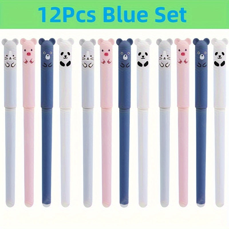 16pcs/Creative 0.5mm Little Bear Animals Erasable Gel Pens, Washable Handle Magic Refills Rod, Make Mistakes Disappear, for Office Writing Stationery Supplies