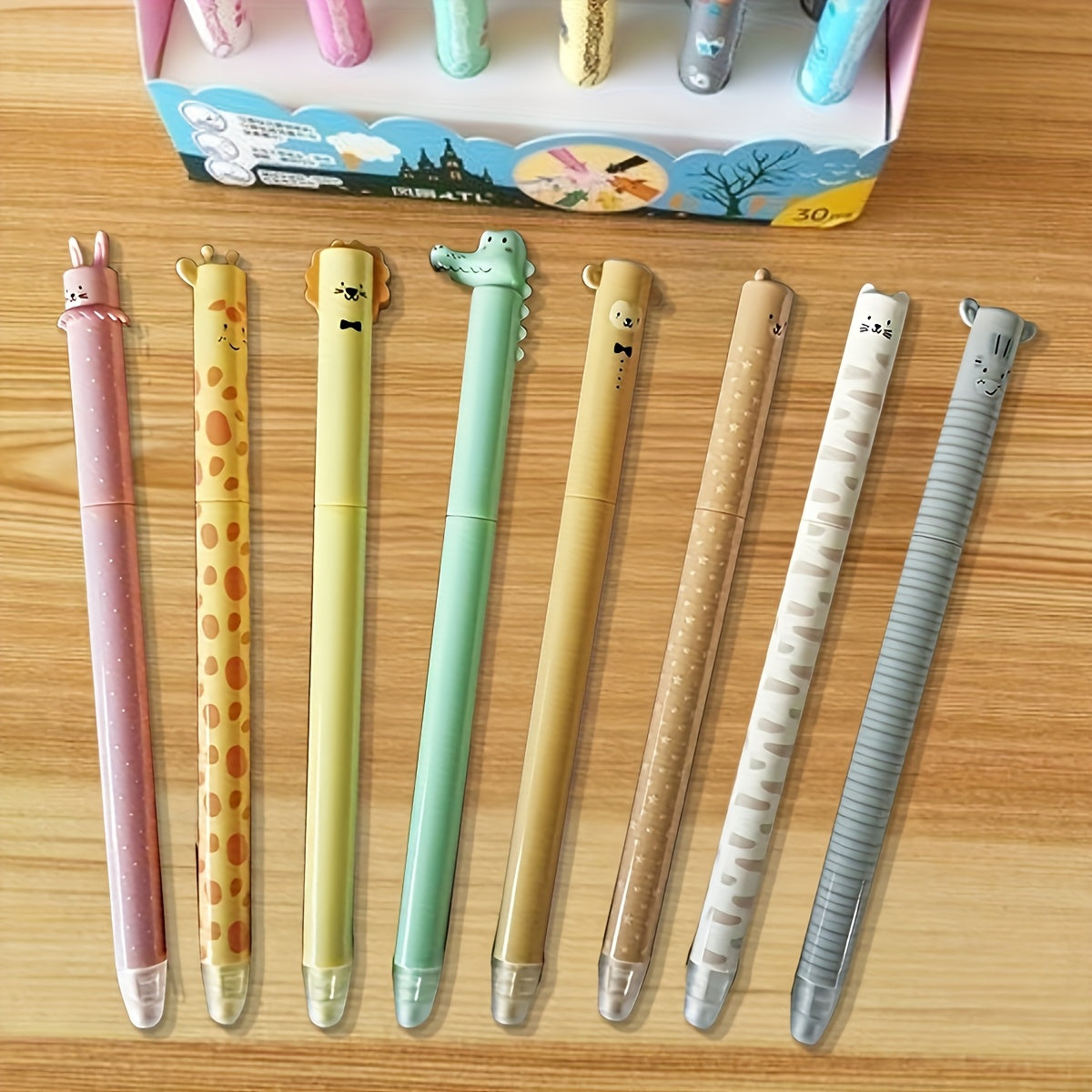 Cute Animal Shaped Gel Pens Set (8 Designs) - Adorable Cartoon Character Pens for School & Office Supplies, Fun Party Favors Gifts, Retractable, Medium Point, Plastic, with 8 Unique Designs (Giraffe, Lion, Elephant, Panda, Rabbit, Cat, Dog, Bear) for