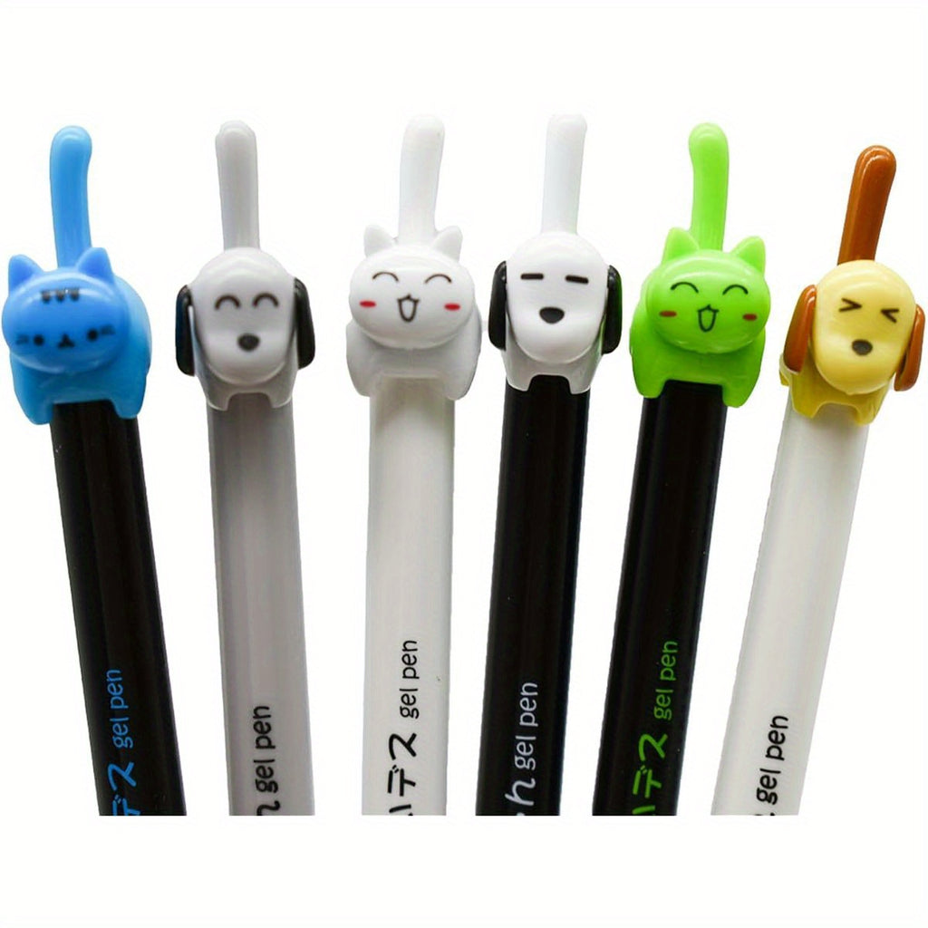 12pcs Cute Cat Dog Tail Clicker Retractable Pen Novelty Japanese Little Kitten Rollerball Pens Black Ink for Cat Lovers Student Shcool Office Supplies Stationery Party Favors