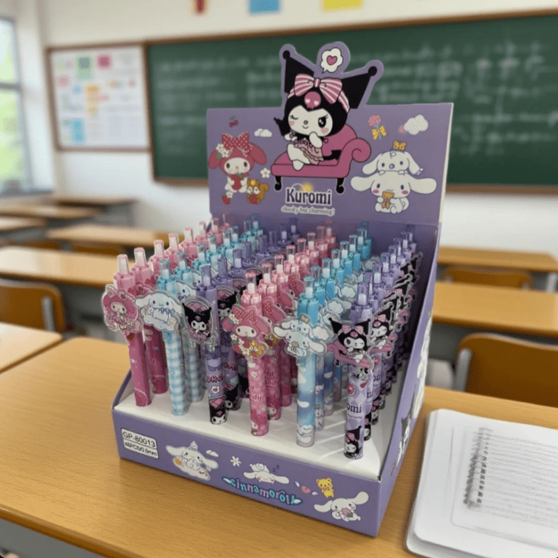 Sanrio'S Set of 48 Cartoon Click Pens Features Adorable Pet Designs, Making Them Perfect Gel Pens for Girls. They Are Also Great for Students During Exams And Come in Various Characters, Such As for kuromi And KT Cat.