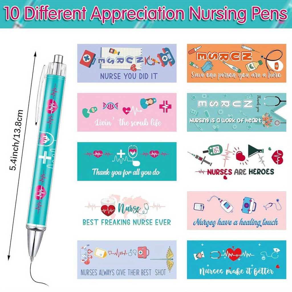 Nurse Ballpoint Pens Lovely Cartoon Cute Retractable Nursing Funny Ink for Medical Assistants Students Workers Office Appreciation Gifts ( 10pcs), Funny Pens for Coworkers, Mini Ballpoint Pen, Pen Gift Set, Luxury Pens for Men, Coloured Pens, Work