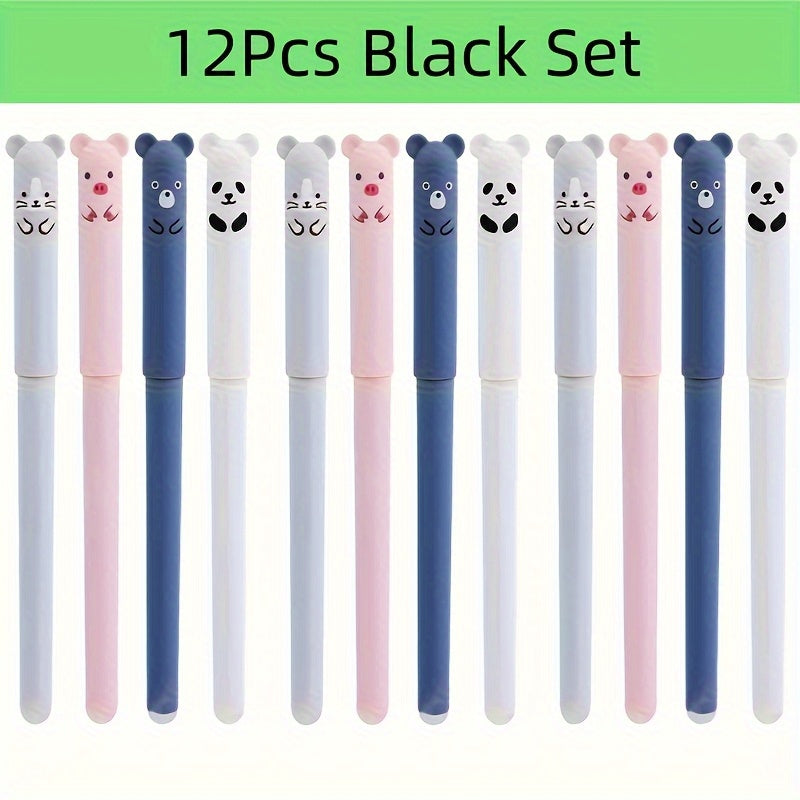 16pcs/Creative 0.5mm Little Bear Animals Erasable Gel Pens, Washable Handle Magic Refills Rod, Make Mistakes Disappear, for Office Writing Stationery Supplies