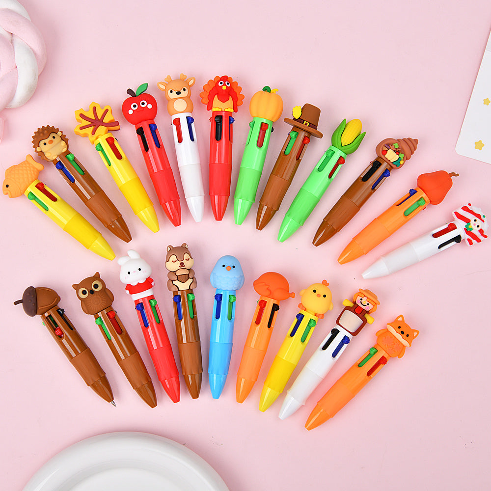 A Set of 15 Mini Four-Color Autumn Pens, Colorful Ballpoint Pens for Thanksgiving, Retractable Colored Gel Pens, Suitable for Holiday Party Favors, Office Supplies, And Classroom Exchange Gifts, Perfect Stationery Gift for Thanksgiving.